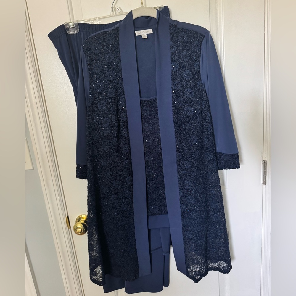 Oleg Cassini Mother of the Bride Pant Suit with Illusion Jacket